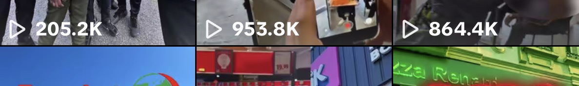 Captures de vidéos de nos comptes : 205,2K, 953,8K et 864,4K vues